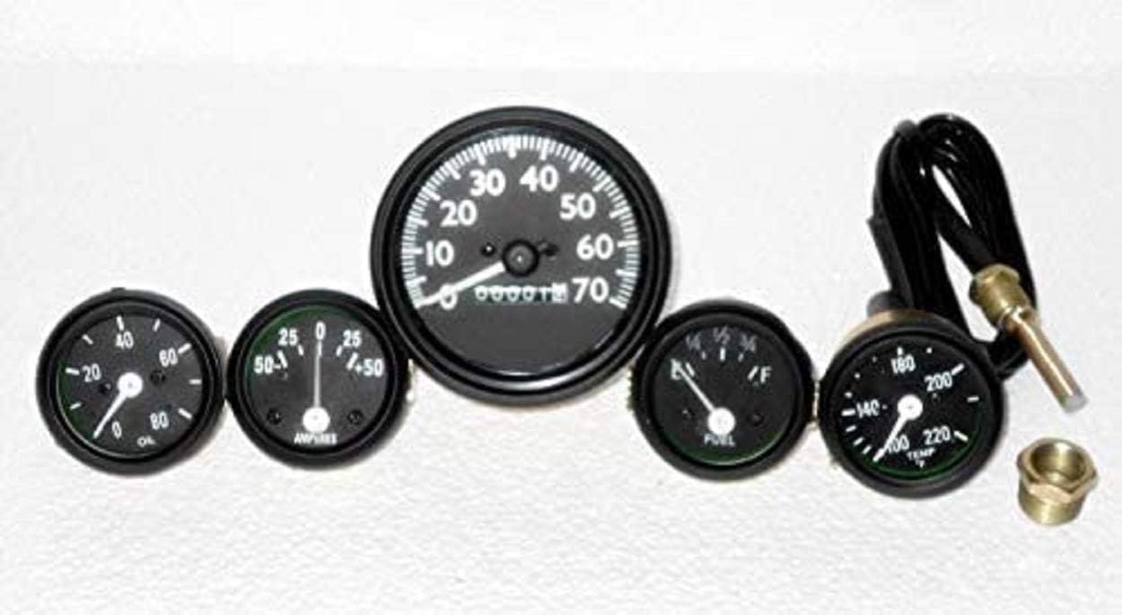 CJ GPW Gauges Kit - 70 mph Speedometer Temp Oil Fuel Ampere for Willys MB Jeep FD