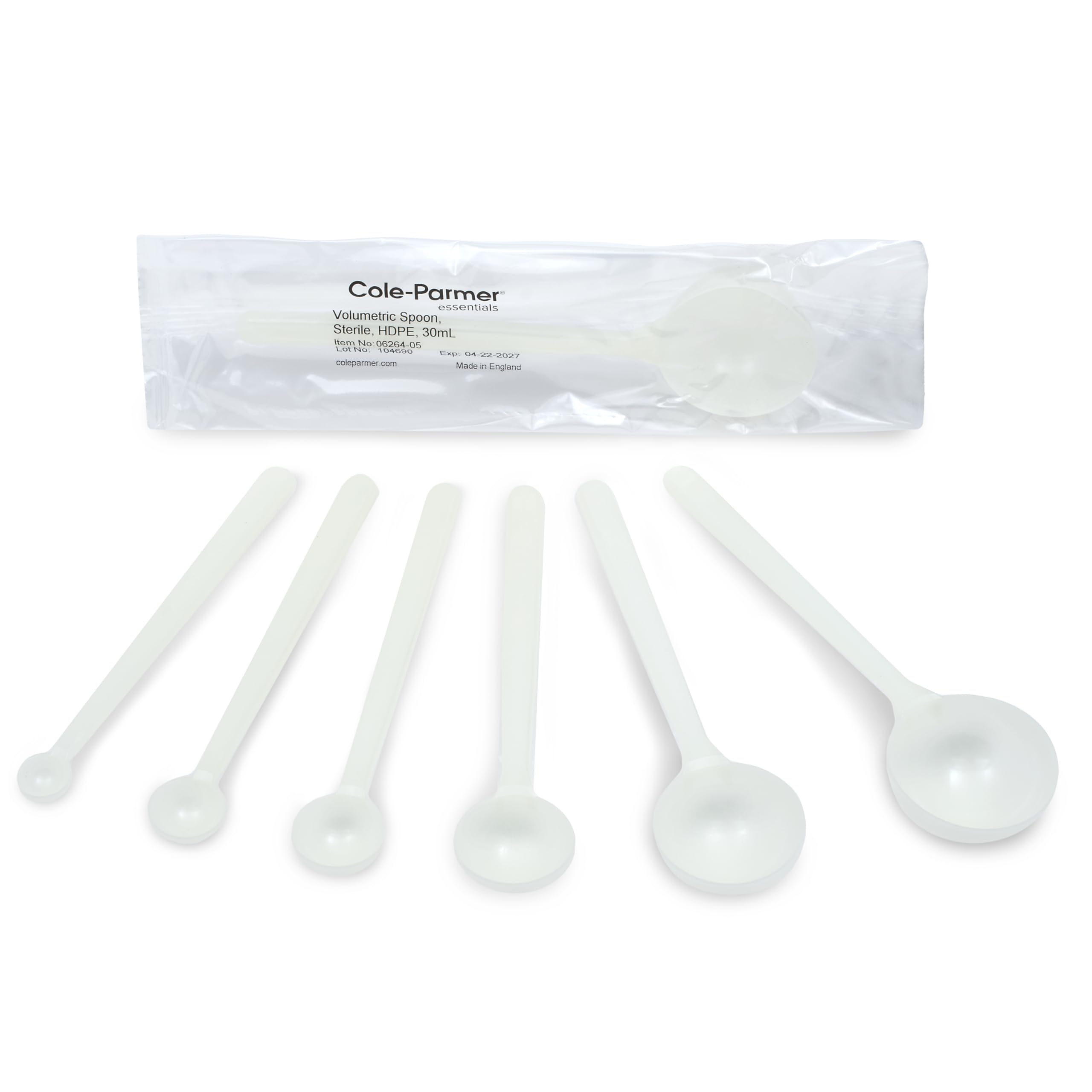 Cole-Parmer Cucchiai sterili volumetrici da laboratorio campionamento, HDPE, 1 ml (0,9 g); 100/PK.
