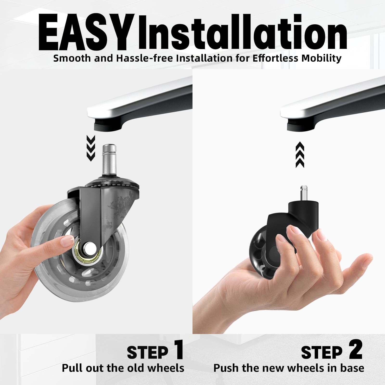 Ruote Per Sedia Ufficio - Set Di 5 Rotelle 11x22mm, Protettive Pavimento - Foto 11