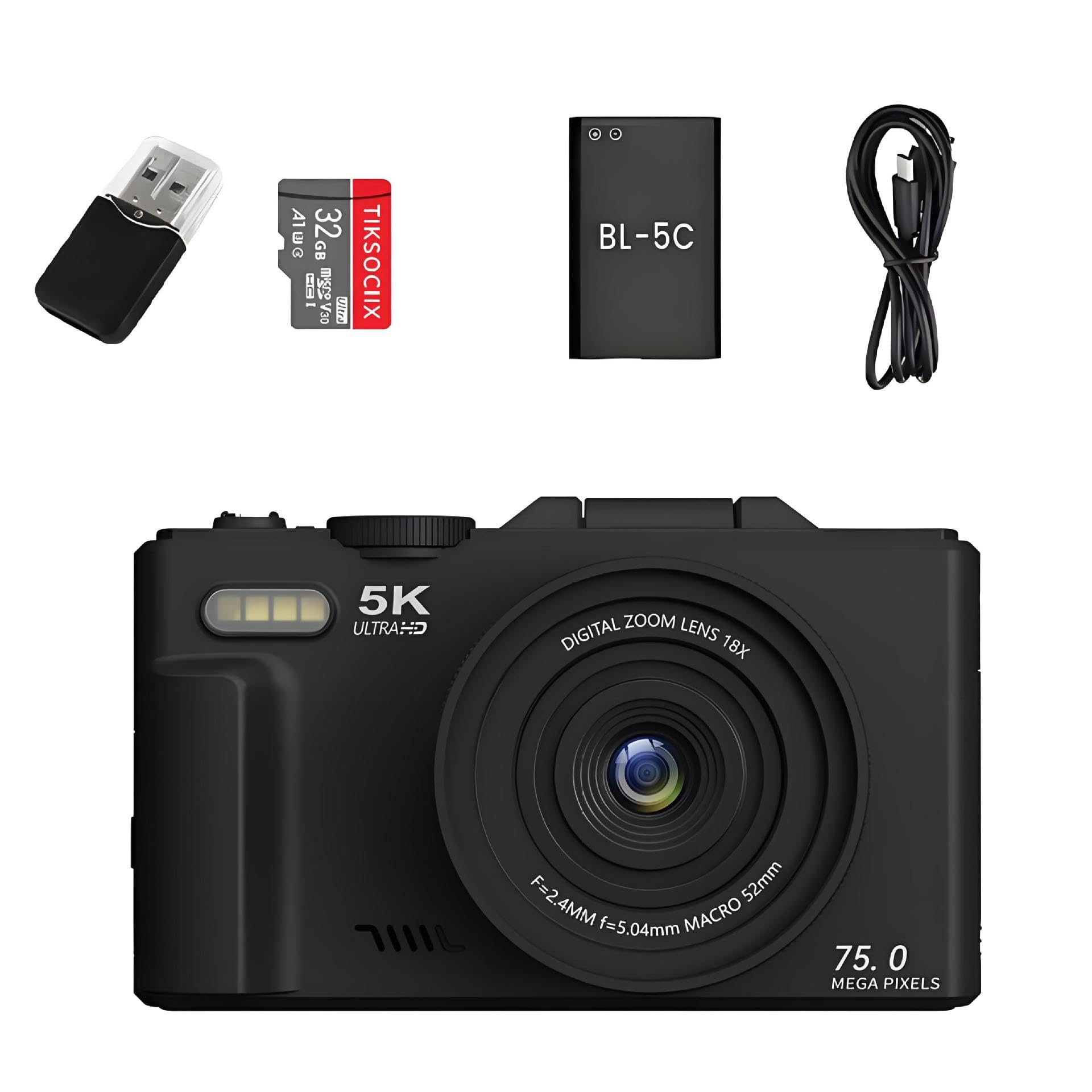 Optinexo 5K Digital Compact Camera(Schwarz)