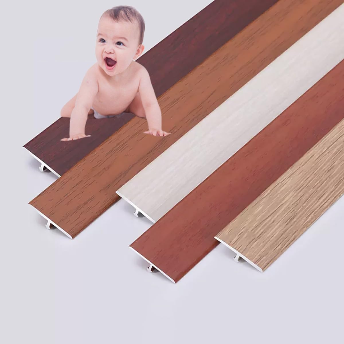 Alu Übergangsschiene, T-Profil Bodenübergangsstreifen 25mm, Ausgleichsprofil für Laminat-Parkettböden, Bodenlücke Flacher Trennstreifen 90cm Bodenleiste Abdeckleiste für Holz Zu Fliesen (Color : Wood