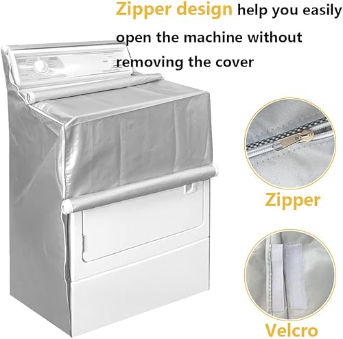 Miniatura 4 de Paquete de 2 fundas para lavadora y secadora, cubierta portátil para lavadora con diseño de cremallera a prueba de polvo, impermeable y anti-UV,