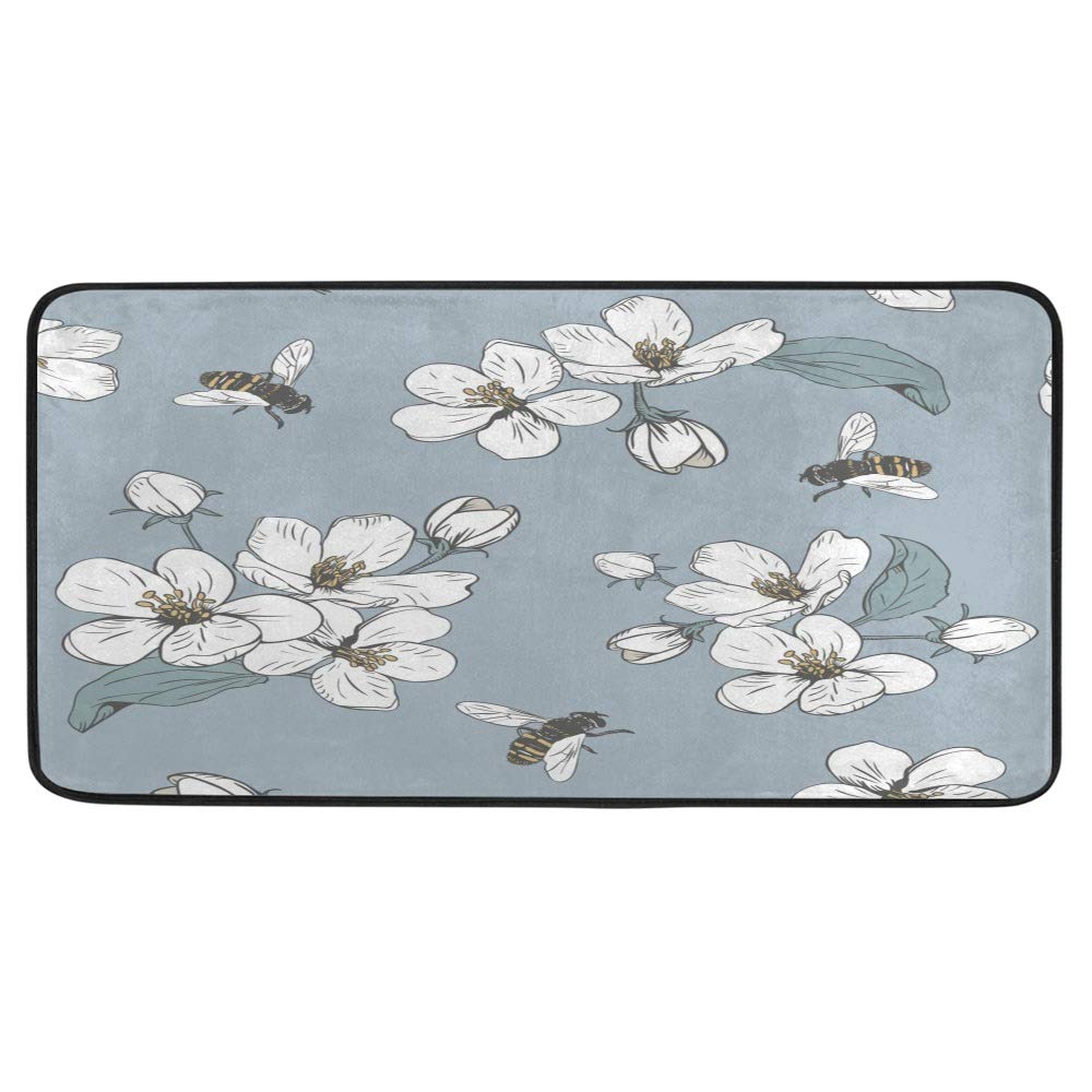 Tapis de cuisine ergonomique premium au design floral élégant