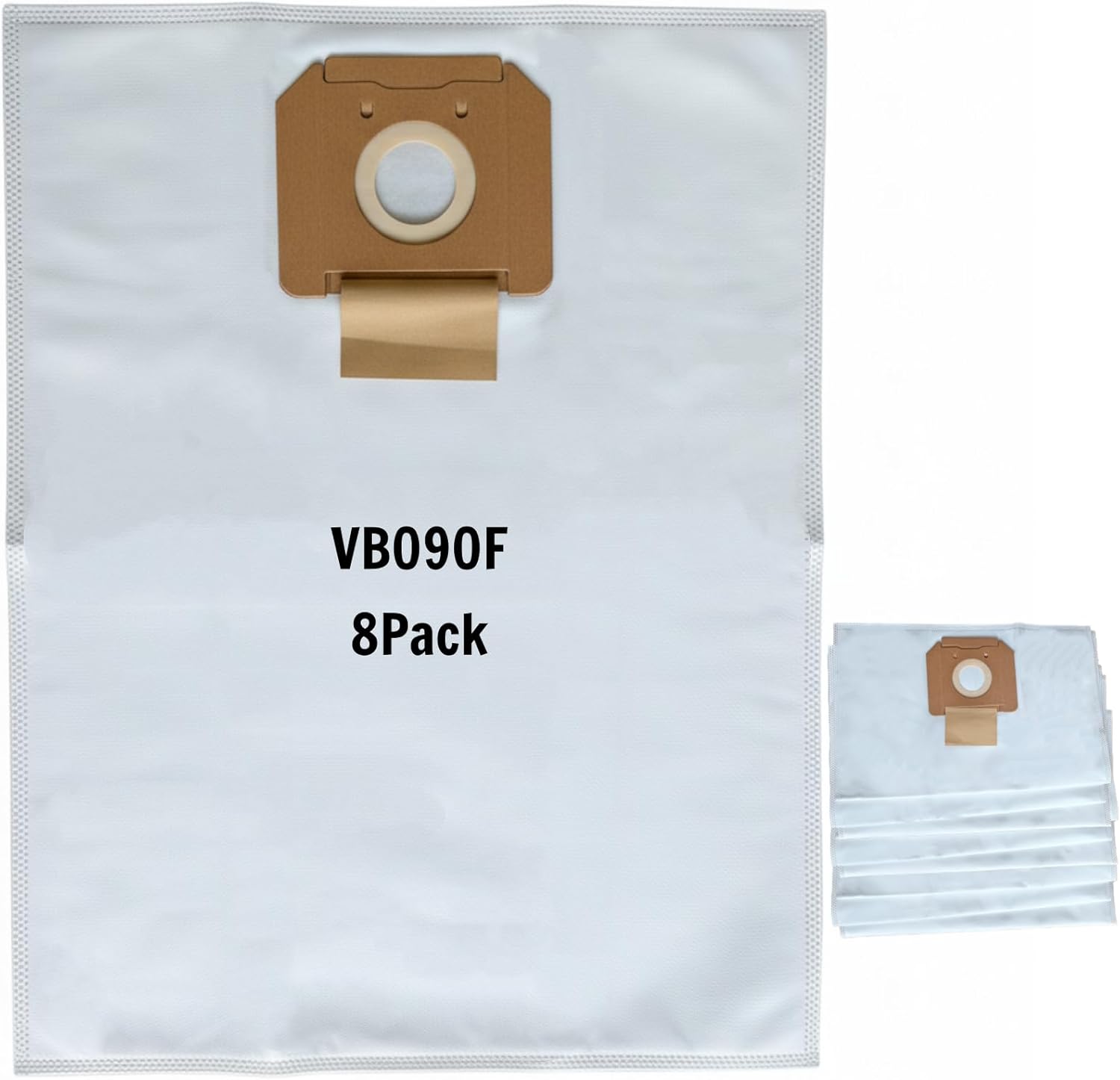 8 Pack VB090F Vacuum Bags for BOSCH 9-Gallon Dust Extractors VAC090A, VAC090AH, VAC090S, GAS35 Dust Collector Bags 8PCS White