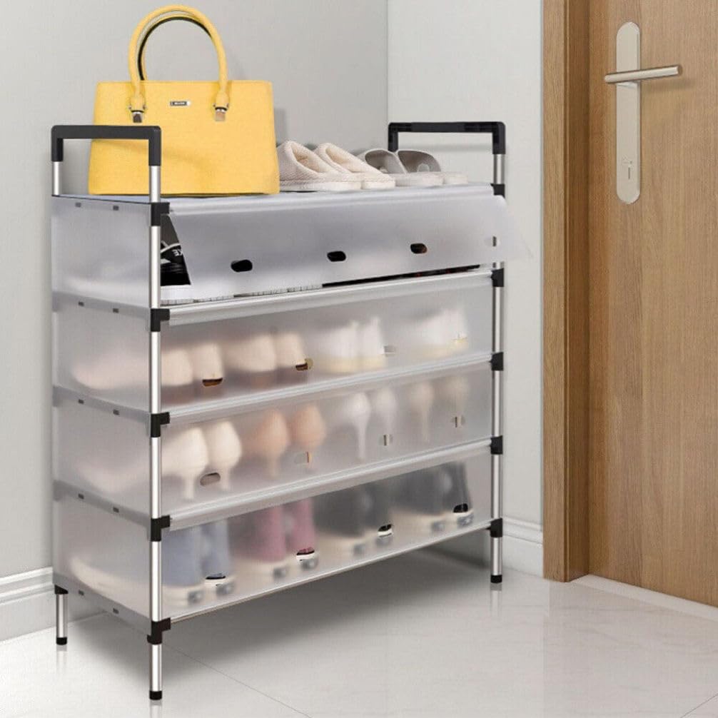 Cabilock Scarpiera a 4 Livelli in Acciaio Inox e Plastica Nera