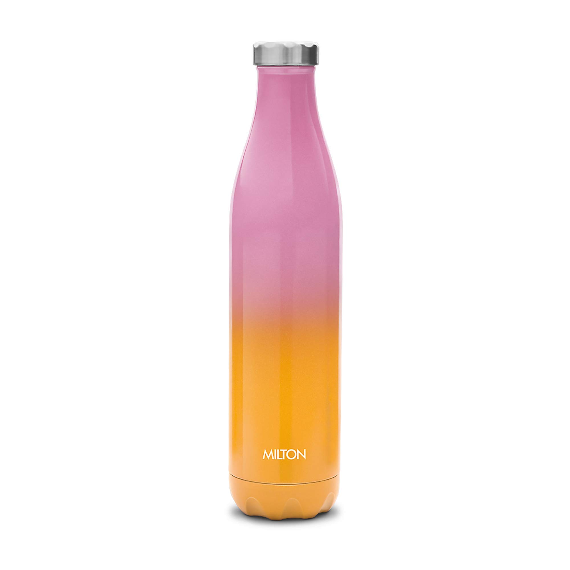 MILTON 1023ml Vacuum Insulated Water Bottle, Keeps Drinks Hot and Cold for 24 Hours, 18/8 Stainless Steel, Double-Walled Thermos Flask with Inner Copper Coating for Sports, Gym, Prudent - Pink, Orange