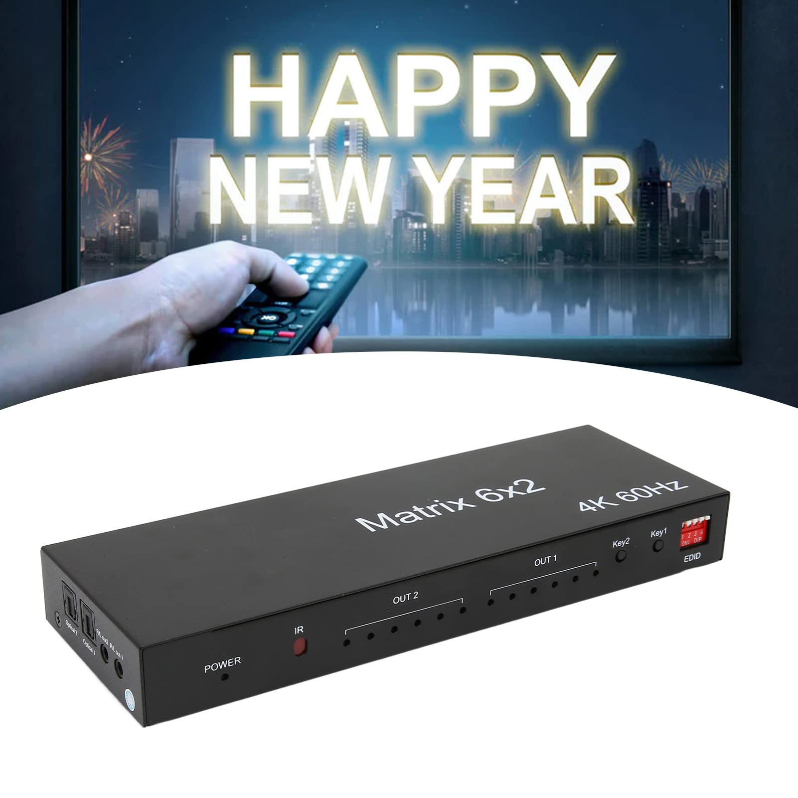 Conmutador HDMI 4K, Selector de Conmutador HDMI de 6 Entradas Y 2 Salidas con Control Remoto Compatible con 4K 60 Hz (3840x2160 60 Hz), Derivación EDID, Estándares Full(Enchufes europeos 110-240V)