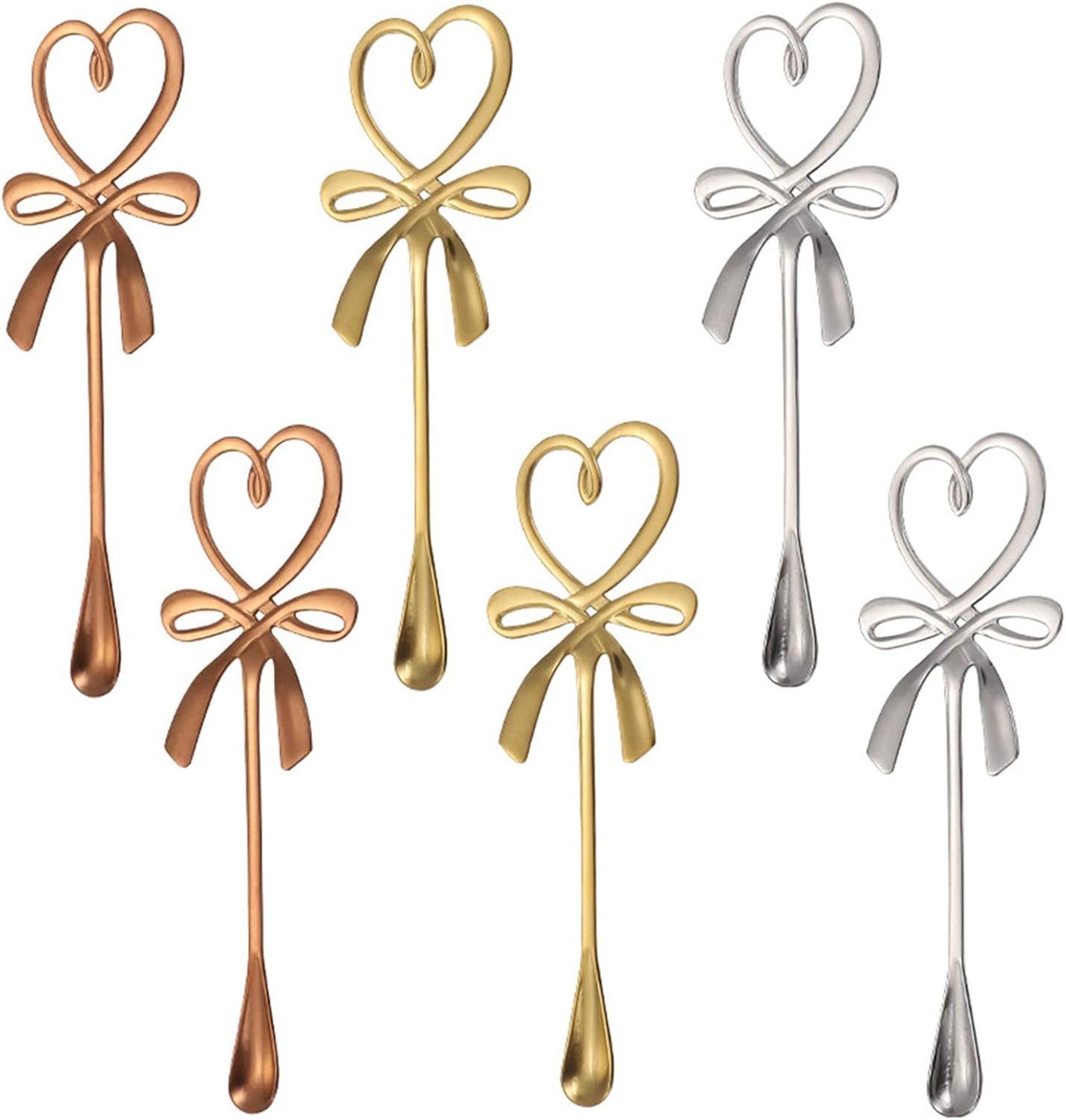 DAZAIGE 6 Pieces Mini Coffee Stirring Spoons Creative Stainless Steel Love Heart Shape Bowknot Hanging Specialty Spoon for Tea Cake Dessert Ice Cream Drink Milkshake Jam : Home & Kitchen
