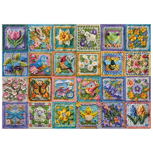 Wentworth Wooden Puzzles Springtime Crochet, 250 Pcs Adult Jigsaw Puzzle, Themed Irregular Pieces - Image 2