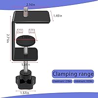 Vista 2 de Paquete de 2 Abrazaderas en C Ajustables de Servicio Pesado con Montaje de Espárrago de 1/4" - Abrazadera de Escritorio de Acero para Lámpara
