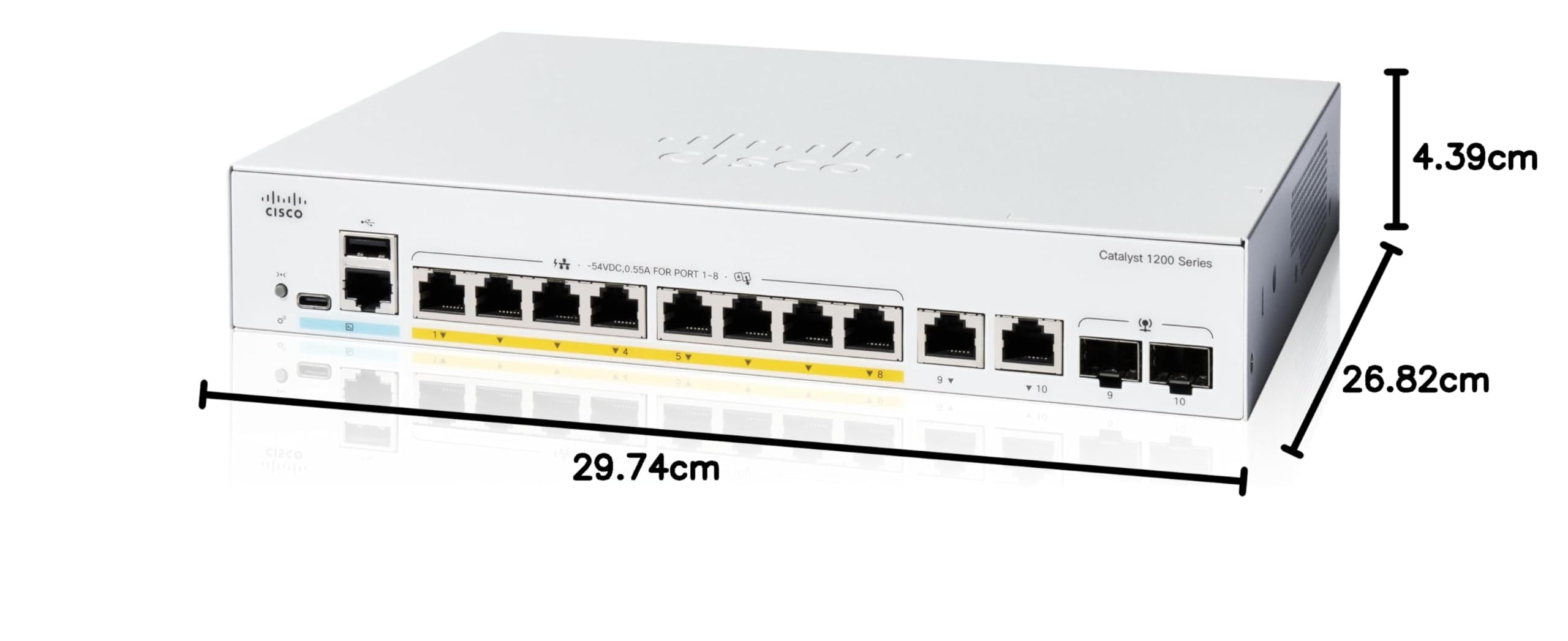 Cisco Switch Inteligente Catalyst 1200-8FP-2G, GE de 8 Puertos, PoE Completo, Combo GE 2x1, protección Limitada de por Vida (C1200-8FP-2G)