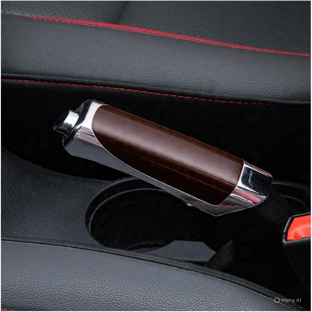 FieryFrost Carbon Fibre Car Handbrake Cover | Anti Slip Car Handbrake Protector Grip | Interior Car Accessory | Parking Brake Cap with Grip | Universal Fit for Hondaa Amazee (Dark Brown)-image-4