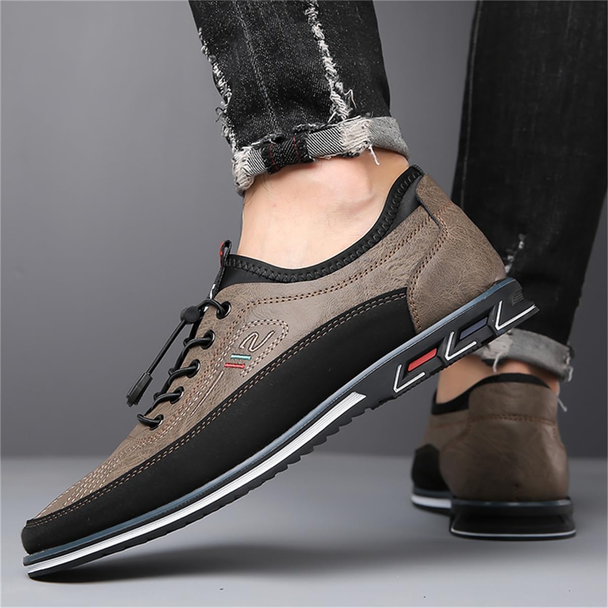 Veslexth Men Casual Business Shoes Slip-on Adjustable Loafers Driving Working Walking Party Formal Oxfords - Image 5