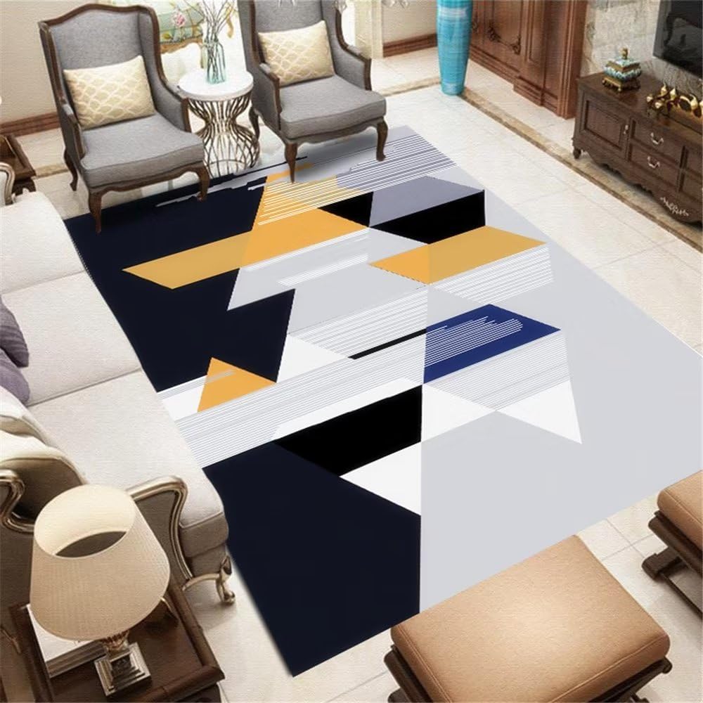 Tapis fille chambre et extérieur géométrique moderne abstrait grand format 200x300cm