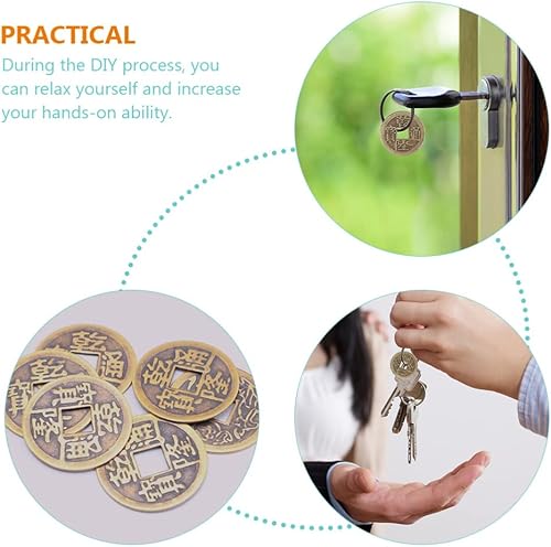 Miniatura 9 de 6 piezas de monedas chinas de Feng Shui I Ching Feng Shui encantos de Buda, moneda de buena suerte, monedas de adivinación de latón, dijes de buena