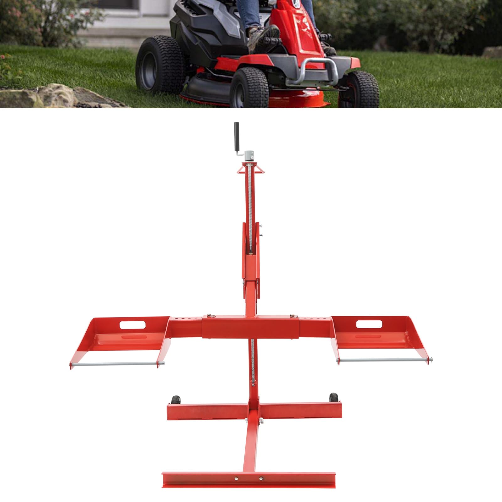 Hydraulische Hebevorrichtung für Rasentraktor,Rasenmäherheber,höhenverstellbar 44.45-61 cm, bis 226.8 kg,Hebebühne für Wartung und Reparatur (Rot, 340,19 kg/750 lbs)