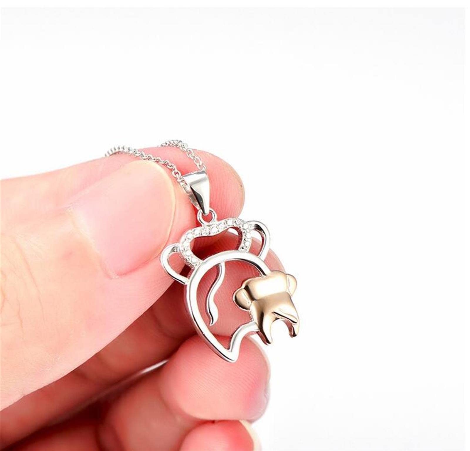 hixswnu Collana Catena Ciondolo Catena 925 Argento Animale Madre e Bambino Ciondolo Oro Rosa Grande Regalo per Donne e Madri