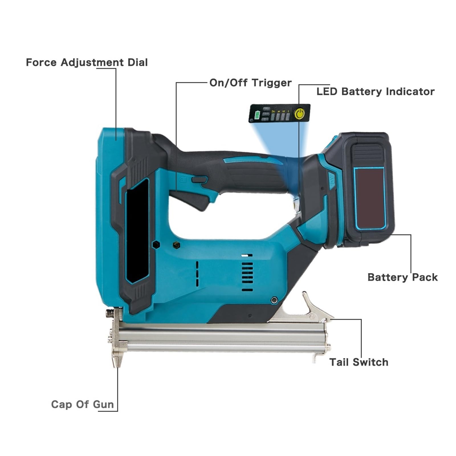 Chiodatrice Senza Fili Senza Fili Cordless F30 Pistola Sparachiodi Elettrica Cucitrice Chiodatrice Lavorazione Del Legno Batteria Al Litio + 1 Set Di Chiodi For Batteria 18V(No Battery)