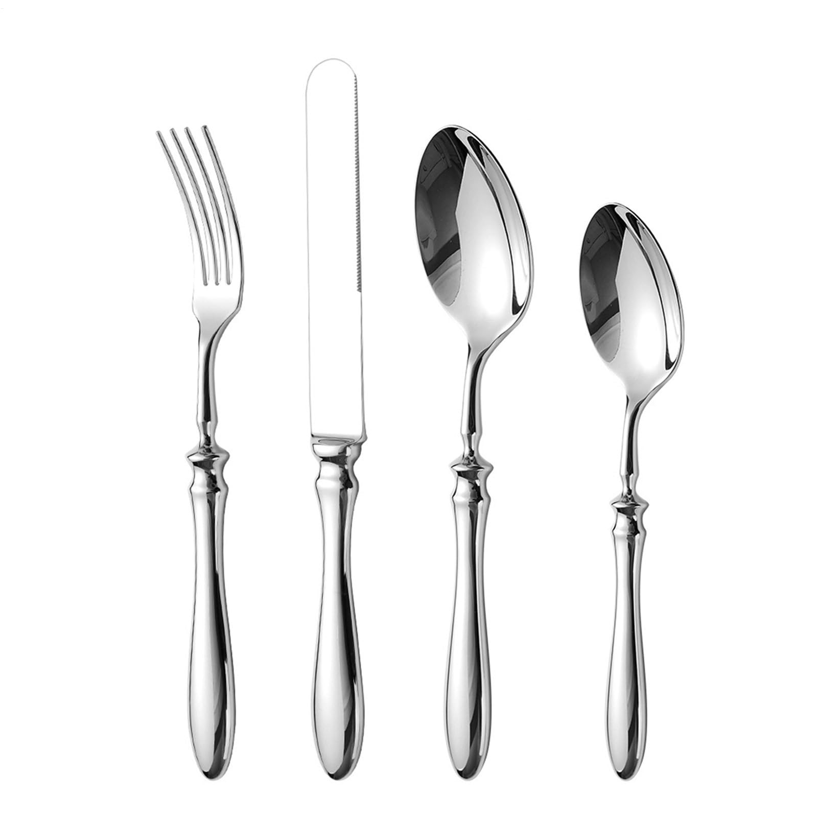 Service De Couverts De Cuisine Couverts Modernes En Acier Inoxydable Poli | Ensemble De Vaisselle De Cuisine Pour Dîner Mariage Camping Pique-Nique Restaurant Buffet Salade Steak Dessert Déjeuner