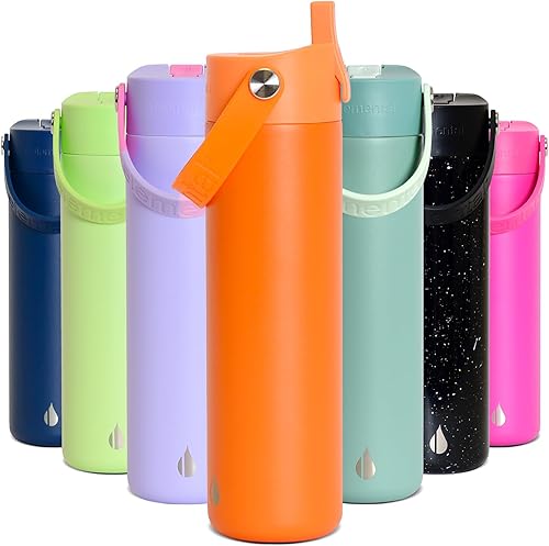 Miniatura 109 de Elemental Botella de agua aislada de 40 onzas con pajilla, botellas de agua con núcleo de acero inoxidable 100% a prueba de fugas para viajes,