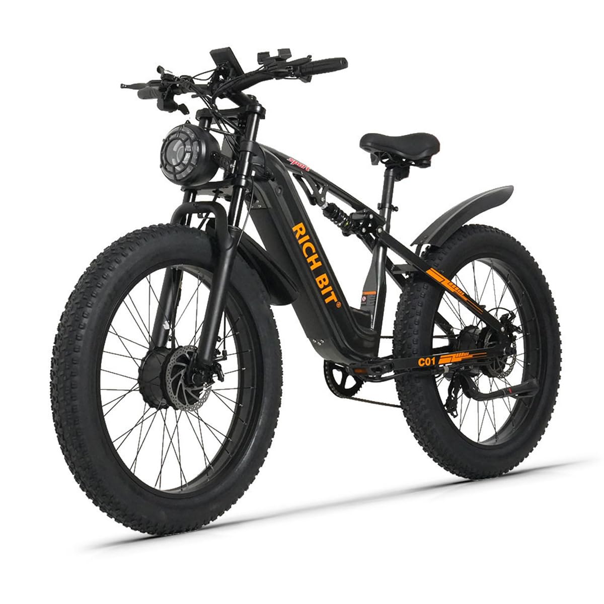 cysum C01 Vélo électrique Adulte Homme, VTT électrique à Double Moteur, Batterie 48 V 20 Ah, Autonomie De 80 Km, Suspension IntéGrale, Freins à Disque Hydrauliques, 26 * 4.0 Fat E Bike