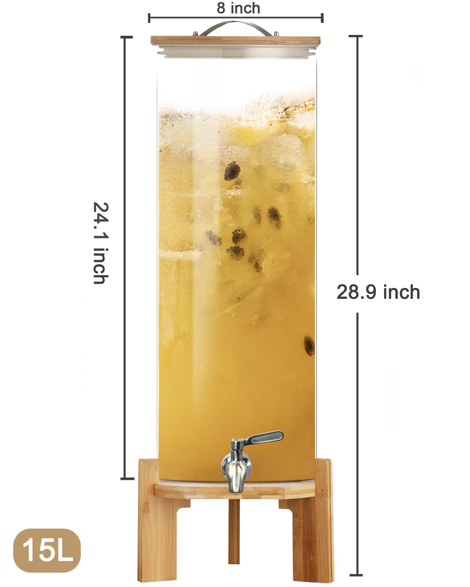 Kochorie 4.6 Gallon Glass Drink Dispenser With Stand And Stainless - View #6
