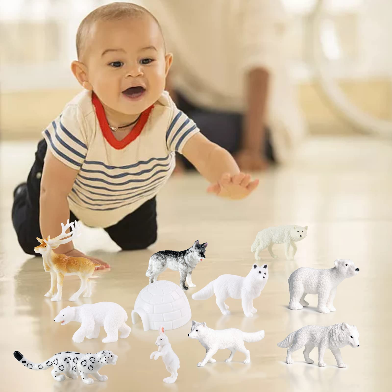 Lot De 26 Figurines Animaux Arctique Et Océan – Pingouins, Ours Polaire, Phoque, Igloo – Jeu éducatif