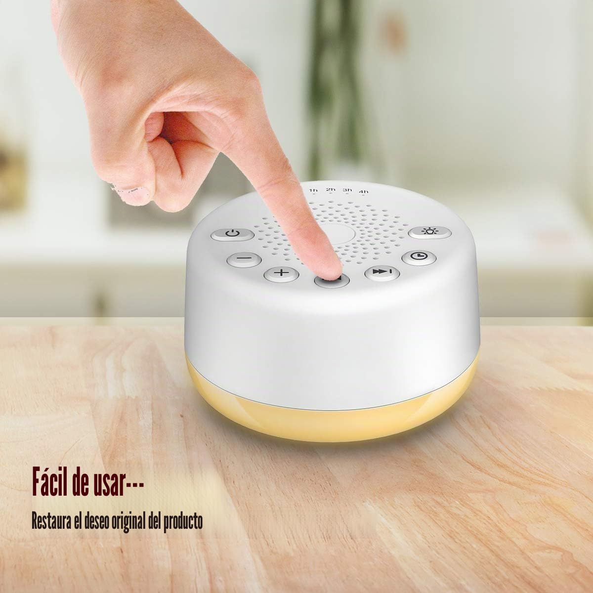Easysleep - Máquina de ruido blanco con 25 sonidos relajantes y luces nocturnas con 32 niveles de volumen y 5 temporizadores Función de memoria para adultos, bebés y niños (blanco)