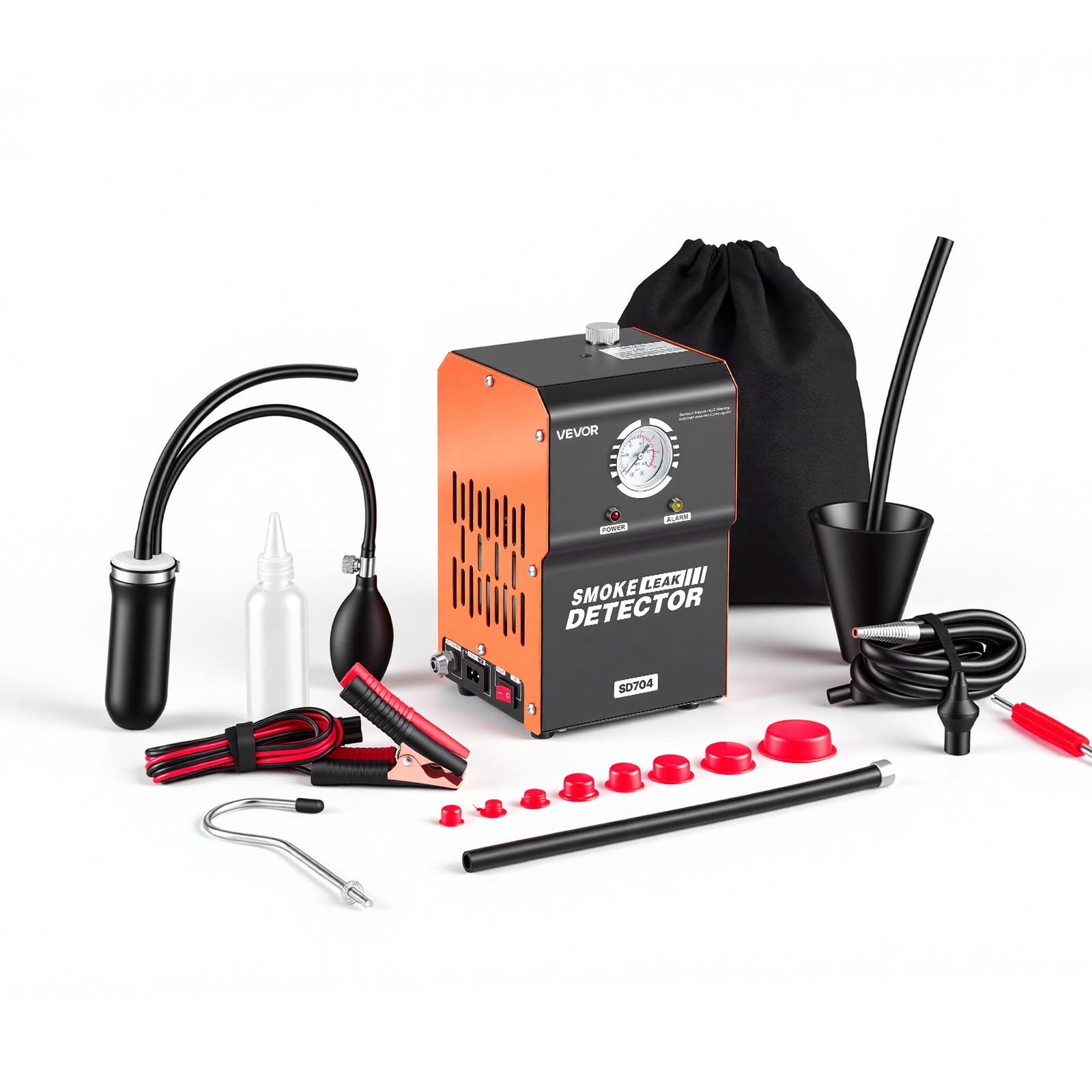 VEVOR Detector de Fugas de Humo Automotriz 12 V CC, Máquina de Fugas de Humo Probador de Vacío EVAP, con Bomba de Aire y Manómetro Incorporados, Detector de Combustible de Tubería 2 Modos para Coches