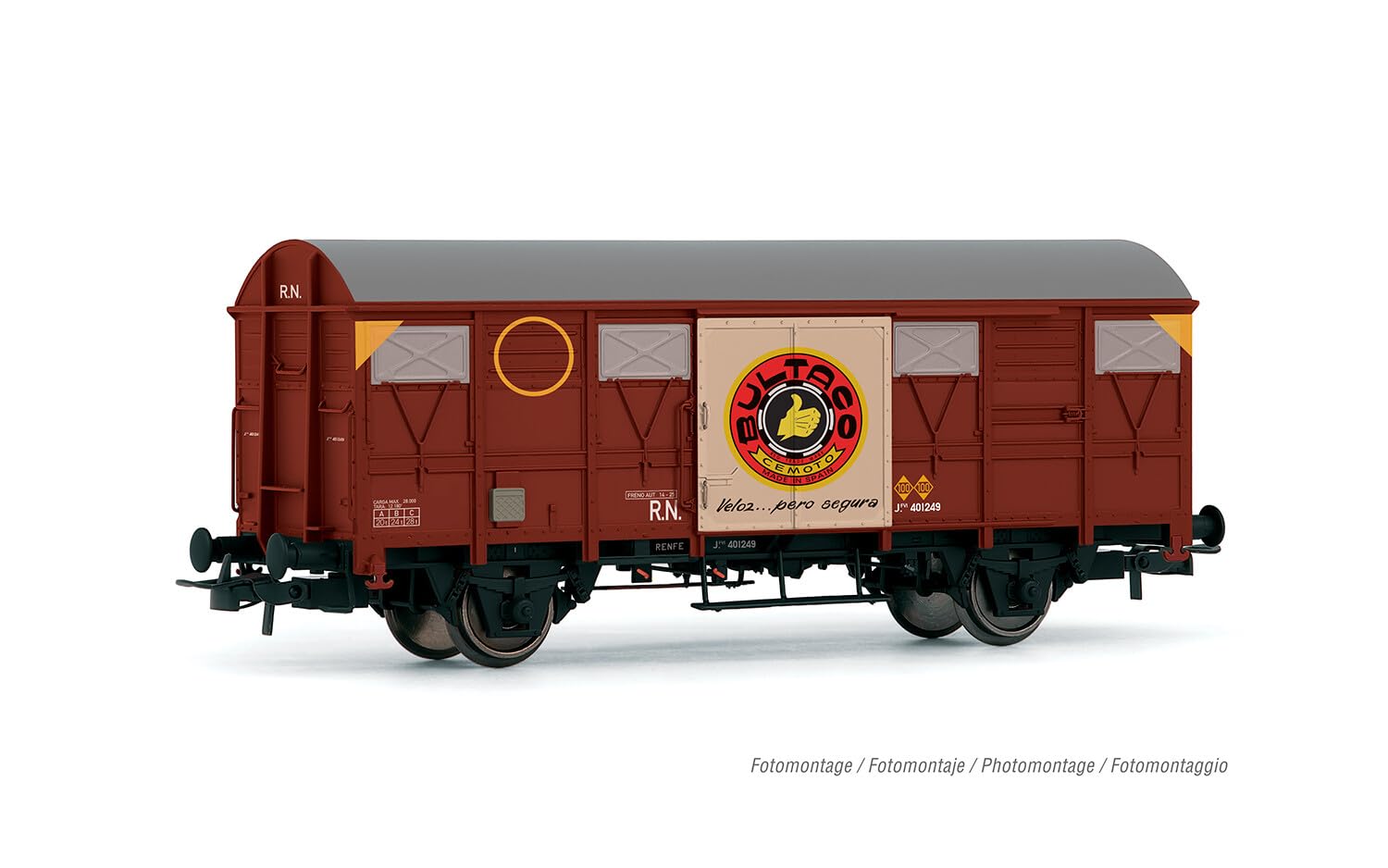 Electrotren HE6071 RENFE, 2-axle wagon J2 Bultaco, ep. IV, Wagon rolling stock, 23.6 cm