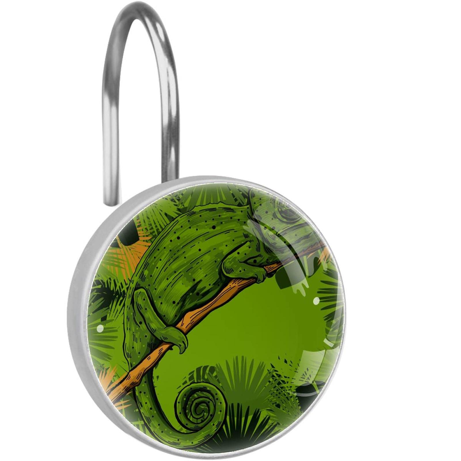 Crochets de rideau de douche caméléon, lot de 12 anneaux inox pour s'évader