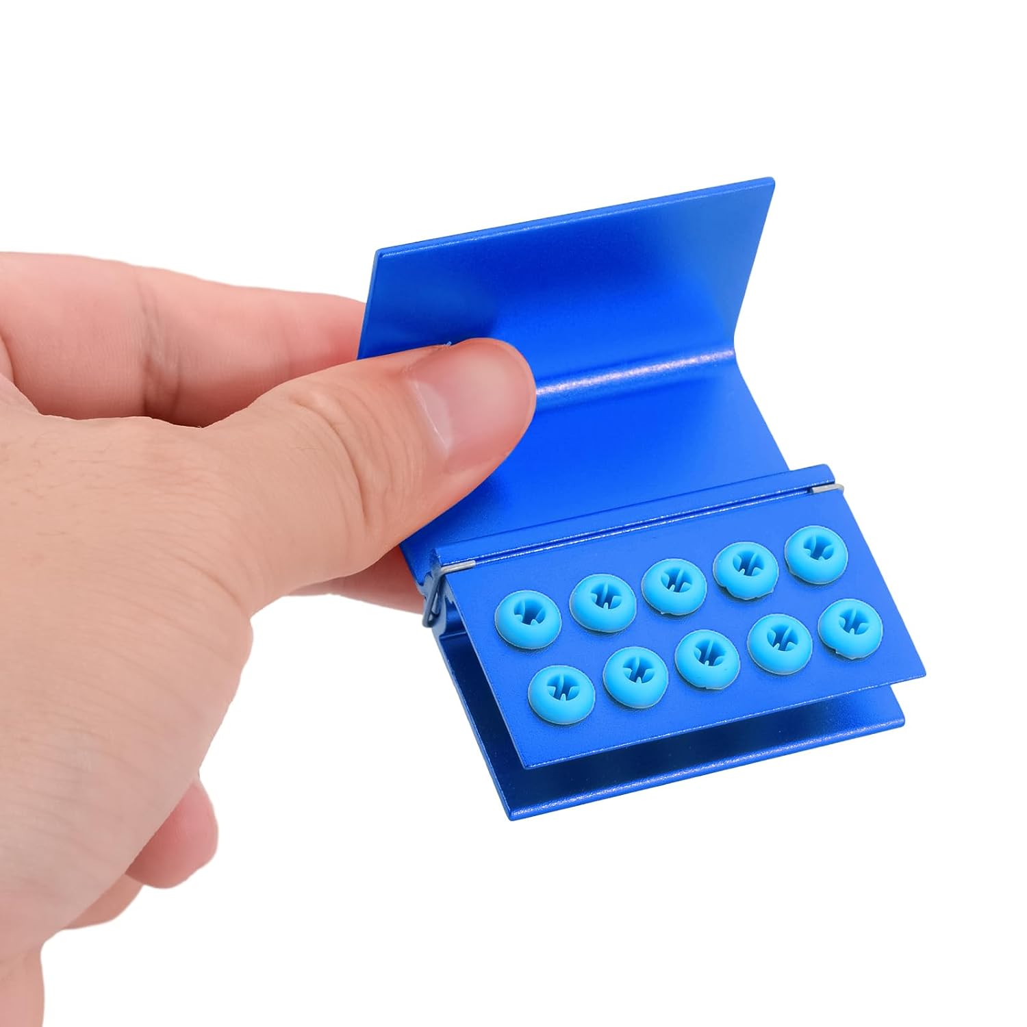 EustomA 10 Holes Burs Holder 4pcs/Set Blocks Autoclavable Bur Case (Blue)