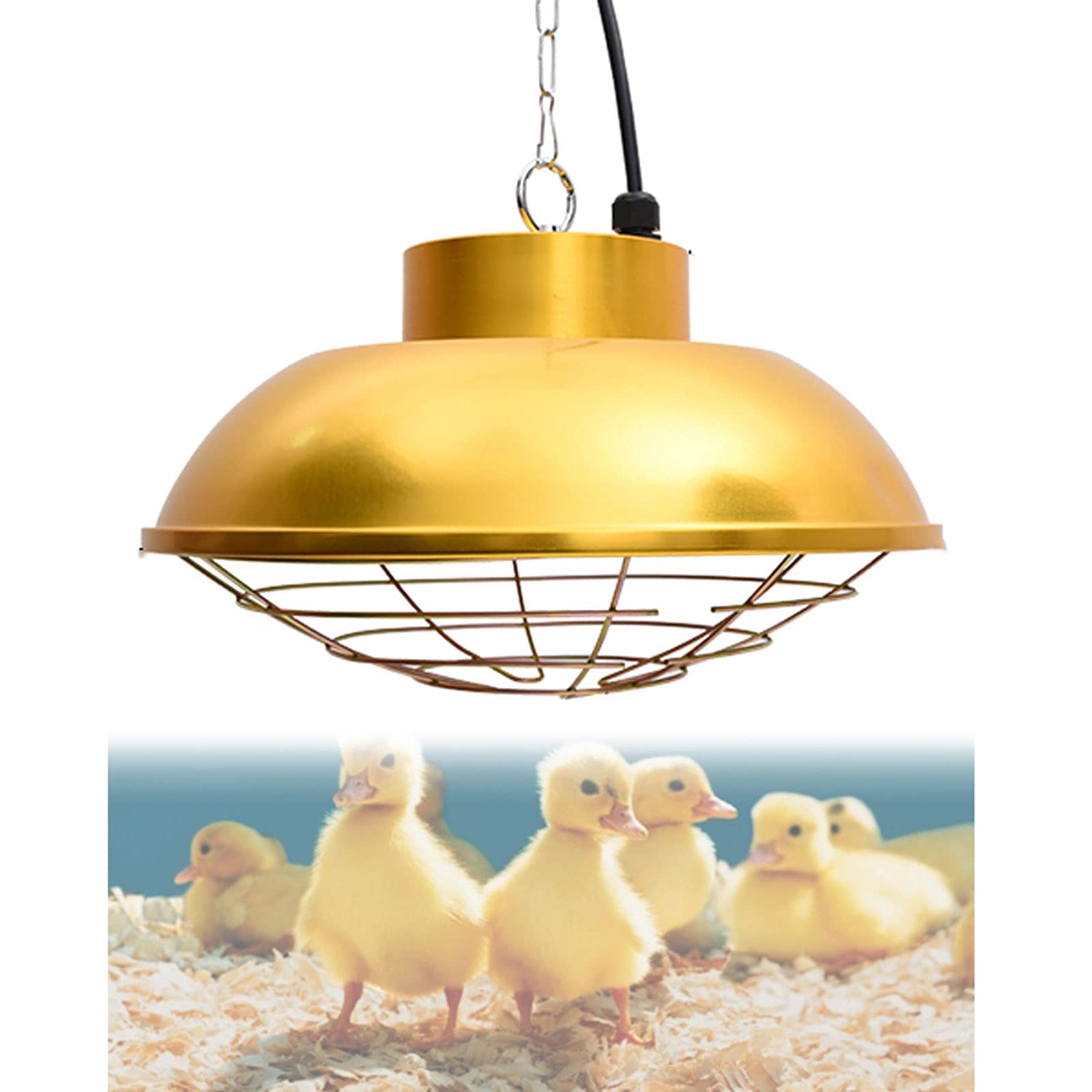 Lámpara de Calor para Cachorros Pollitos, lámpara de Calentamiento infrarroja de 220v para corderos, criadoras, Patos, lámpara de Calor para Aves de Corral con Tubo halógeno y Cadena (L)