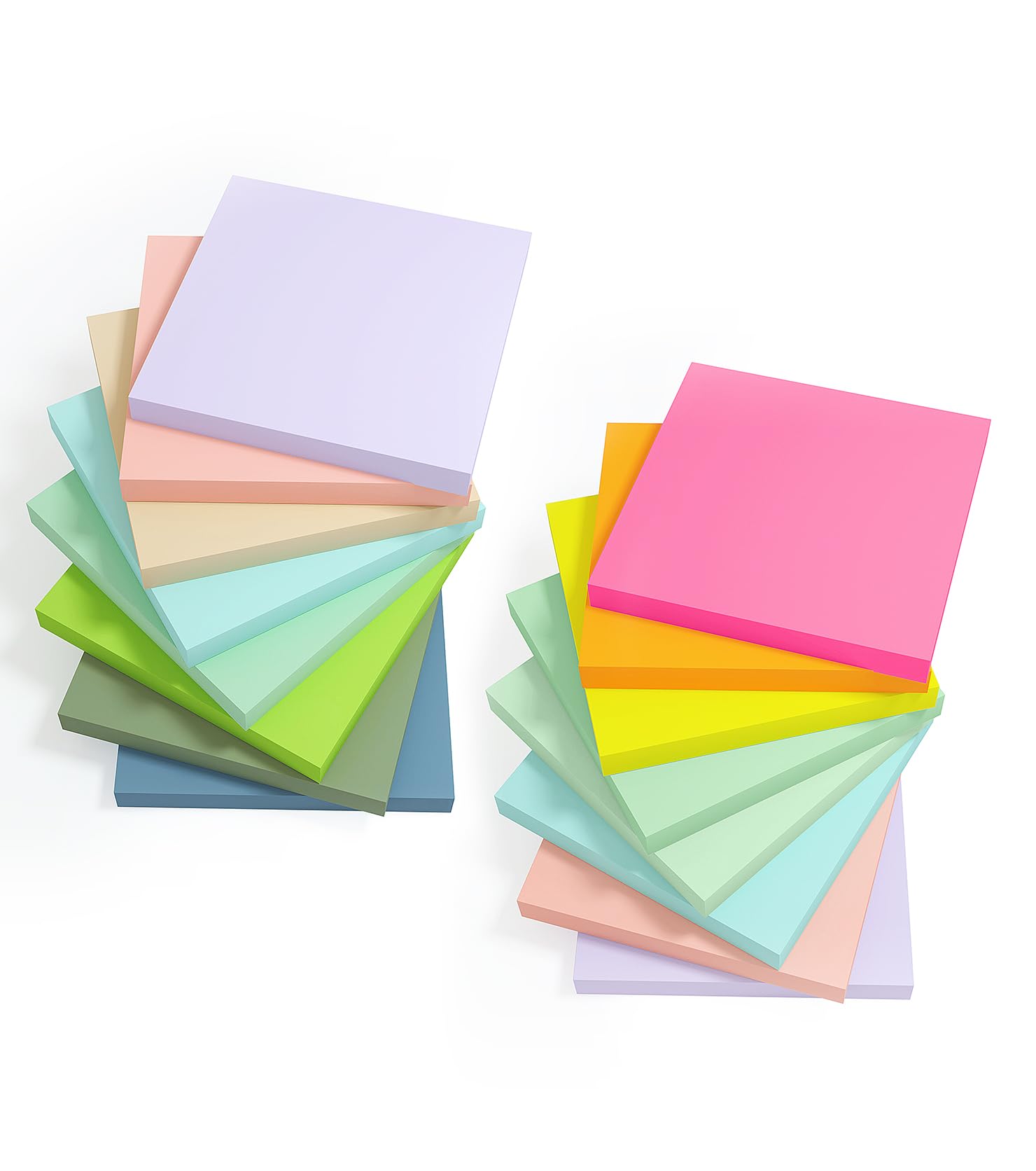 16 Pads Rhawom Sticky Notes 3X3 in, 12 Assorted Colors Post Note,Colurful Super Sticking Power Notepad for Work and Study,45 Sheets/Pad