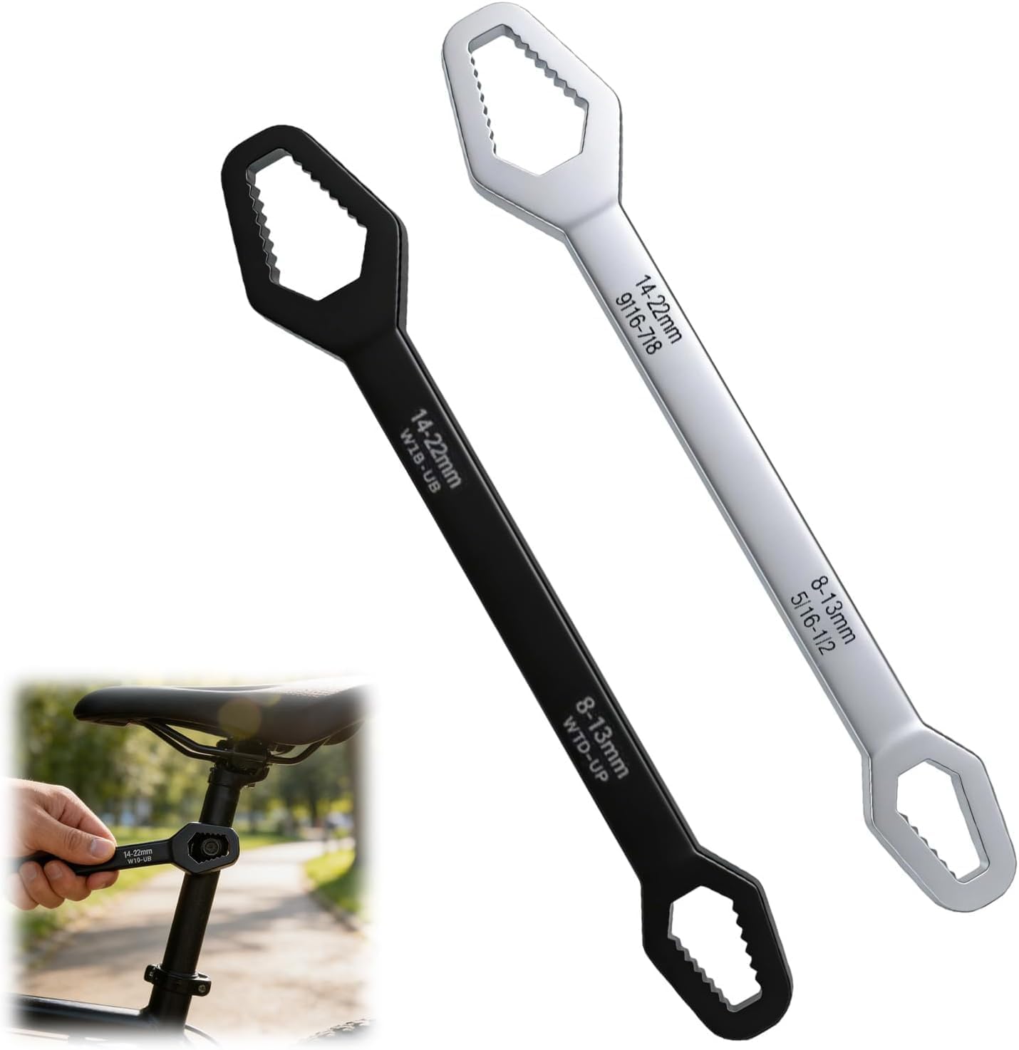 Upgrade Universal Wrench, 2026 New 3-24mm Double Ended Self Adjusting Universal Car Torx Wrench, All in One Wrenches Set for Outdoor Riding Home Improvement Automotive Task(Black+Silver)