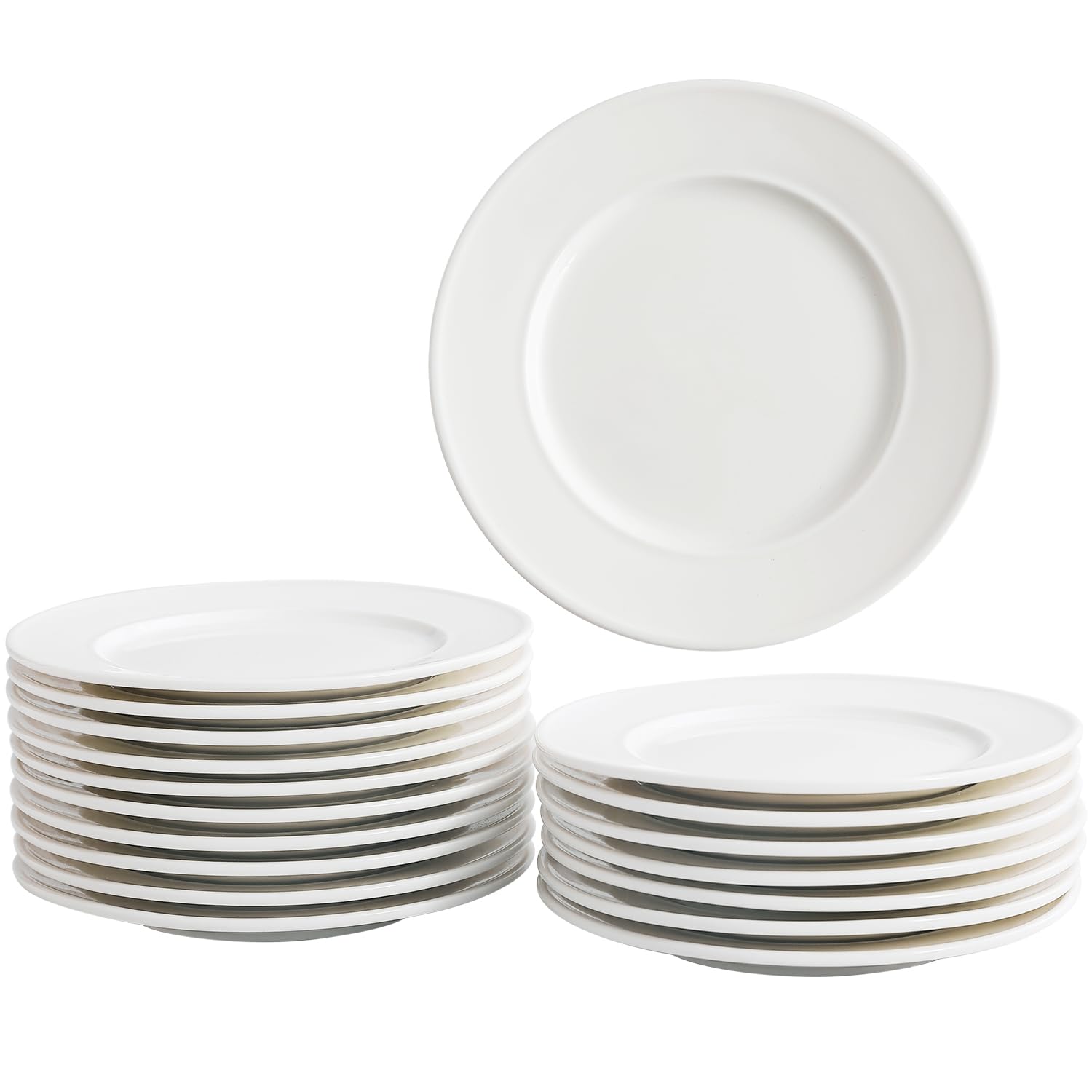 OMAYKEY 6 Inch Ceramic Dessert Plates Set of 18, Small Salad Plates, Porcelain Round Shaped Dinner Plates, Appetizer Plates for Cake Waffles Snacks