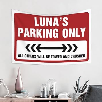 Tapestry Wall Art Luna'S Parking Only Tapestry Outdoor Bar Decor Garage Decor for Men(100X150CM)