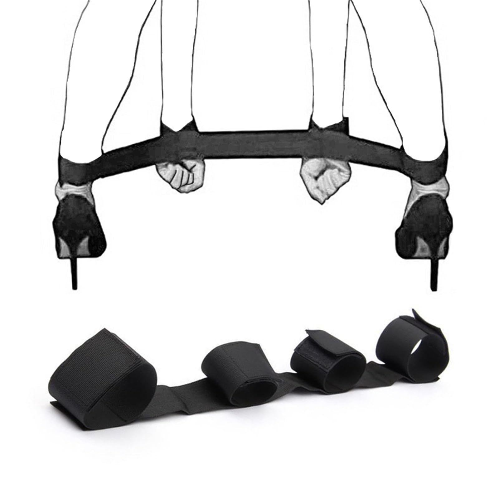 Vibradores Bdsm,Esposas De Muñeca A Tobillo,Juguetes De Mano Con Piernas Abiertas,Esclavitud Para Parejas,Esclavitud Sm Para Adultos,Esposas De Sujeción Sexual,Herramientas De Esclavitud,Negro,Tall