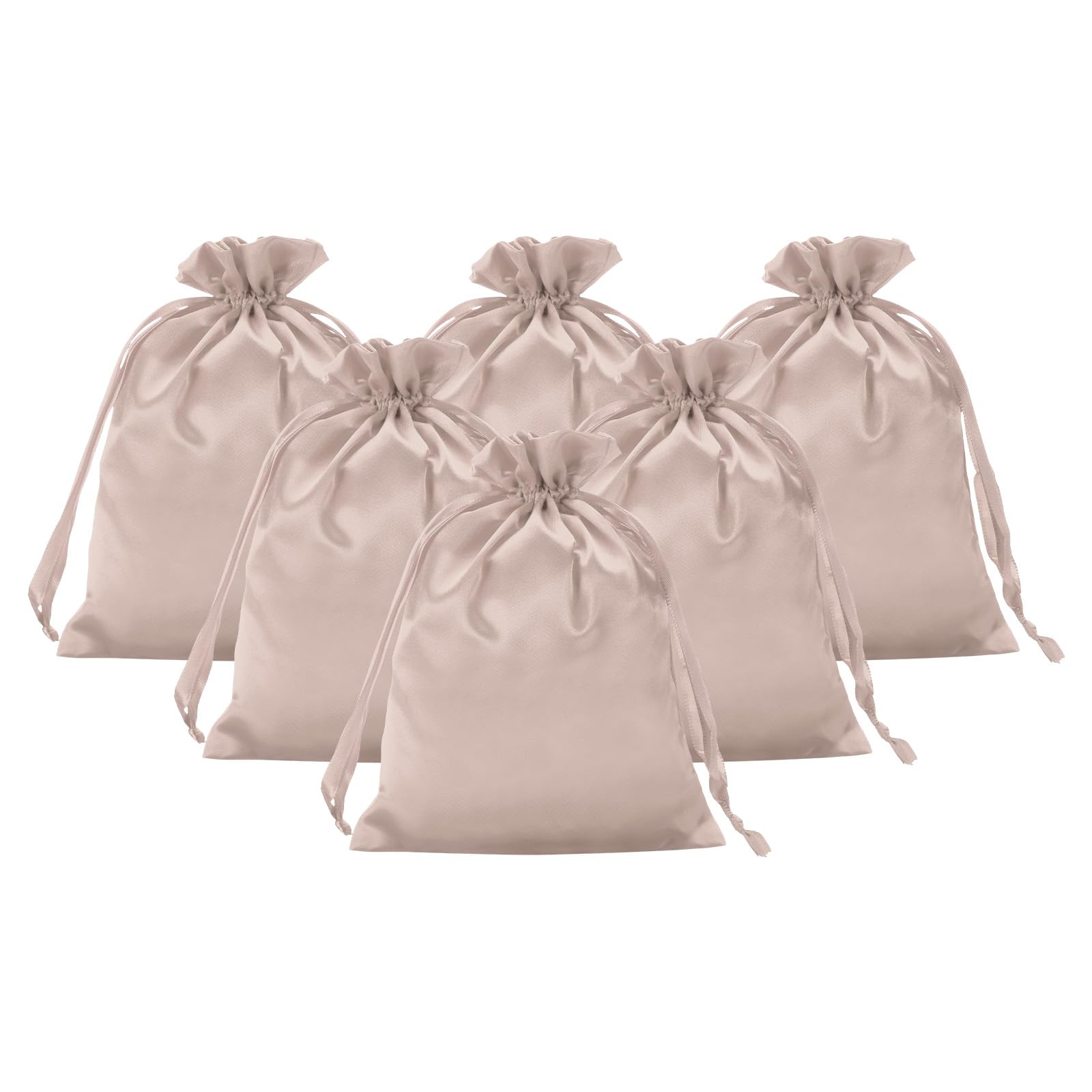 PATIKIL Satin Gift Bags, 6 Pcs 8 x 6 Inch Wedding Favor Drawstring Bags with Drawstring for Birthday Christmas Jewelry Party, Rose Gold
