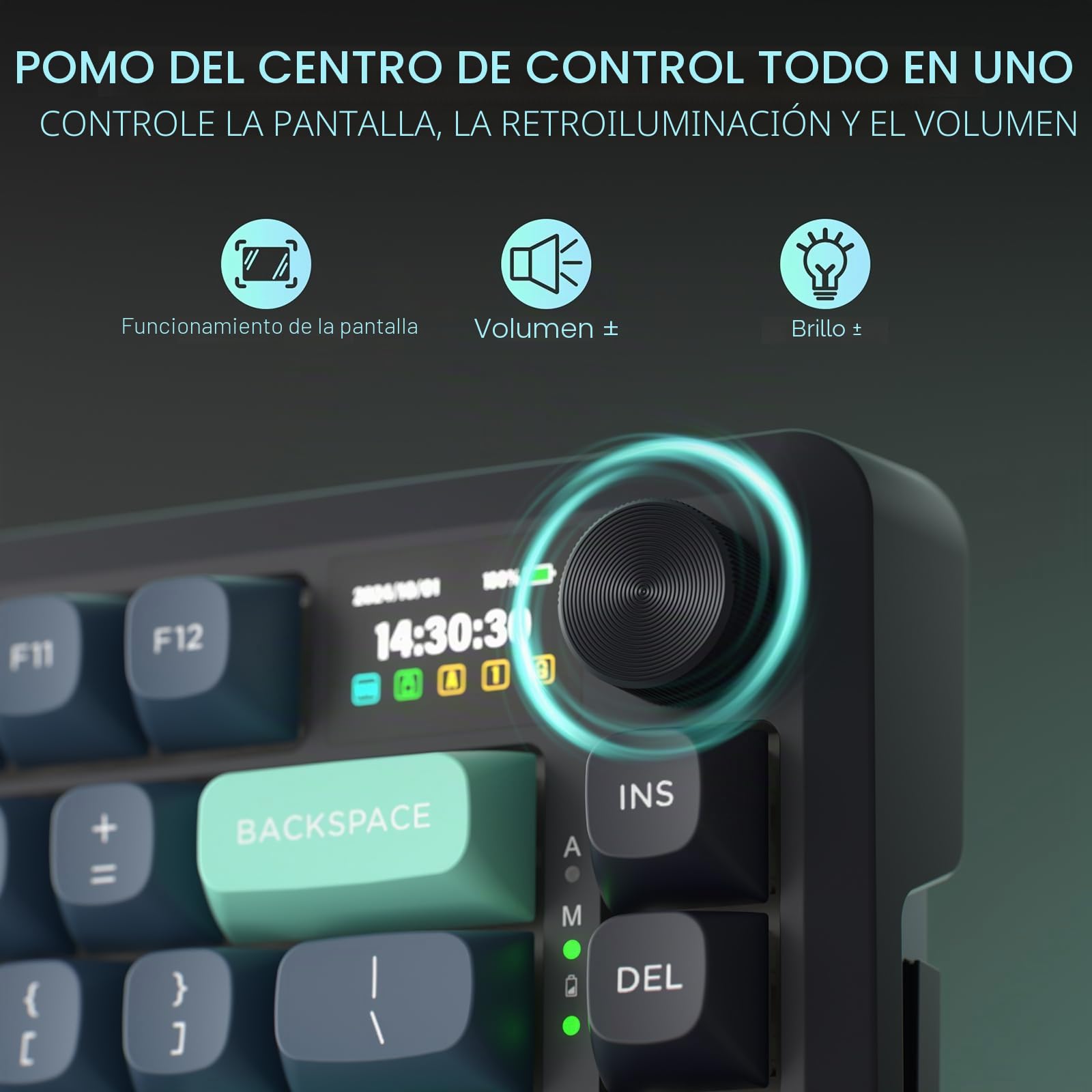 Redragon K724 Pro Teclado Gaming Gasket Inalámbrico Pantalla TFT 80% | Pantalla TFT 1,14 Pulgadas Perilla Control 5 Capas Atenuación Ruido Mecánico US Layout