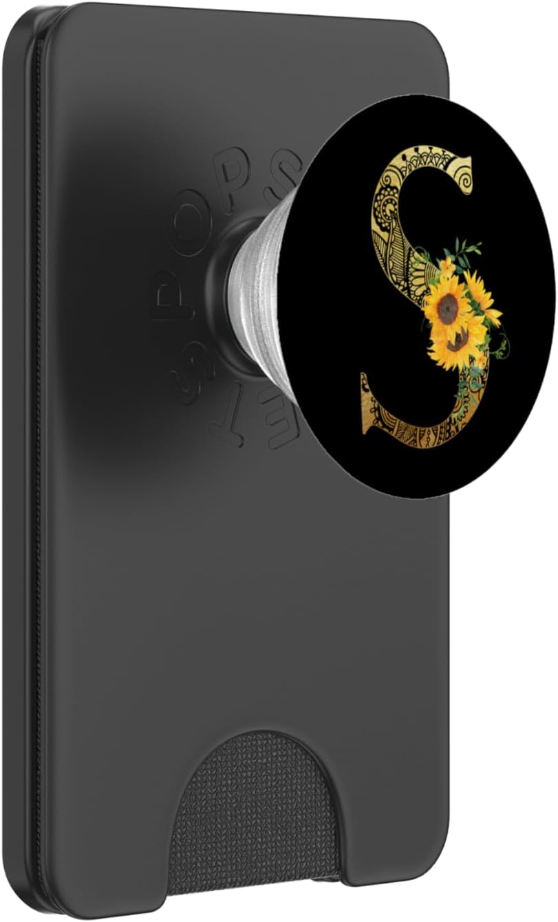 Sunflower Letter S - Phone Grip Stand S PopSockets PopGrip: Swappable Grip for Phones & Tablets PopSockets PopGrip for MagSafe