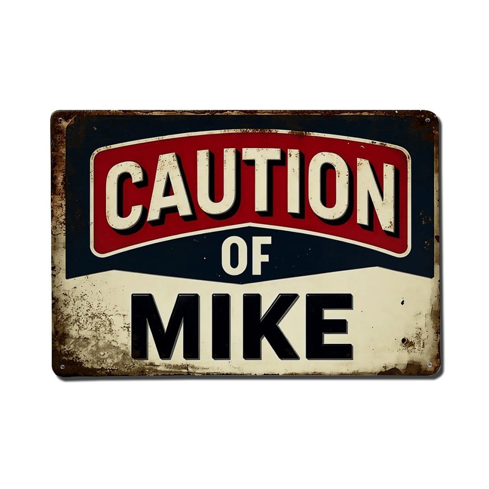 Caution Of Mike Vintage Sign Retro Metal Tin Sign, Vintage Metal Poster for home, Gaming Room, Studio Workshop,Bar,Garage Wall Art Decor 8x12 Inch