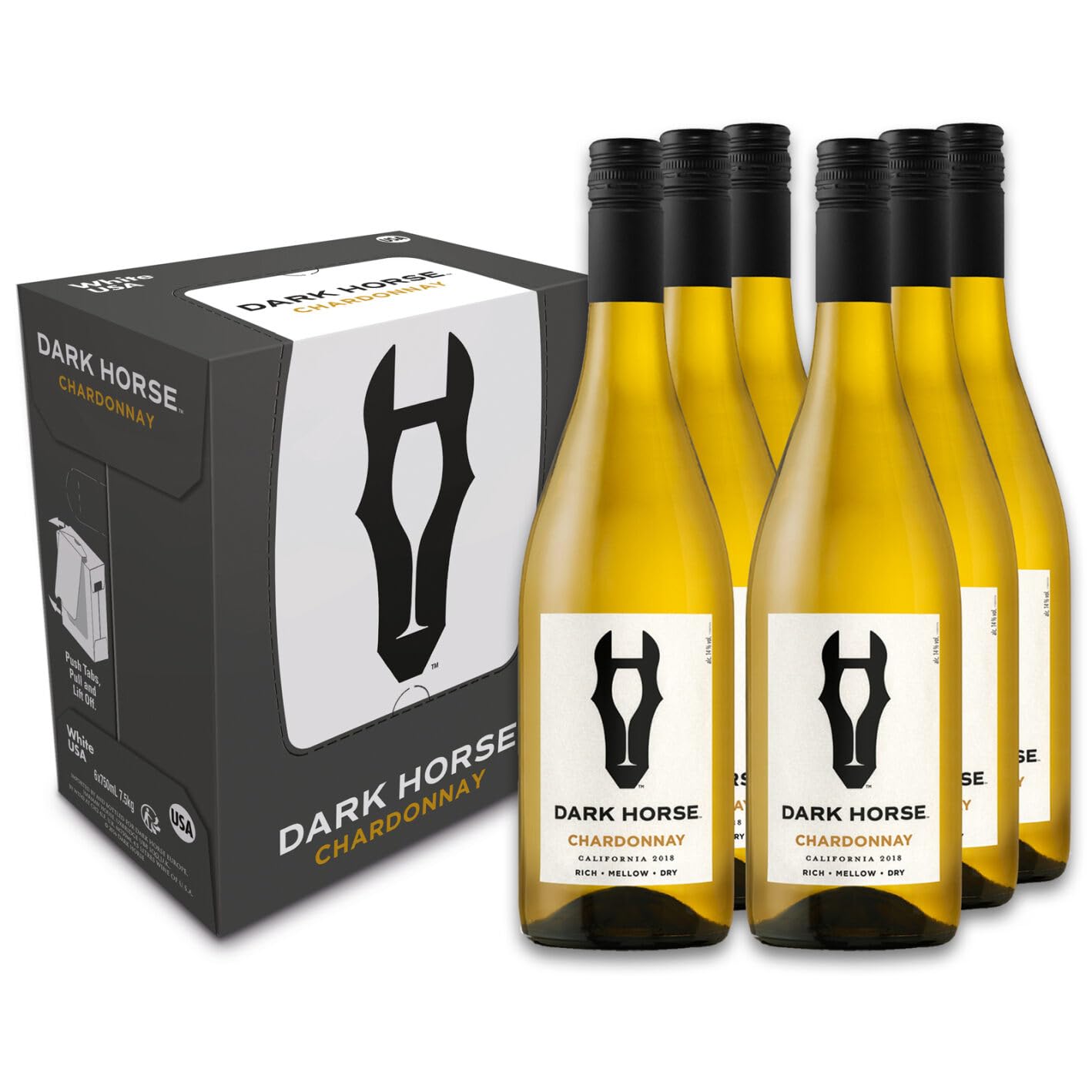 Dark Horse Chardonnay, Californian White Wine, 6 x 750ml bottles