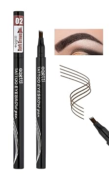 YUANLI Microblading Eyebrow Pen, Waterproof Eye Brow Pencils for Women With 4 Micro-Fork Tip, Liquid Brow Pencil, Smudge-Proof and Waterproof Eyebrow Pencil for Natural Hair-Like - Dark Brow
