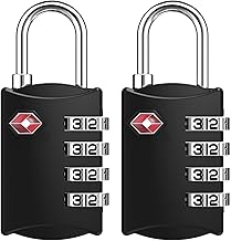ZHEGE Suitcase Locks, TSA Approved Luggage Locks, Small Luggage Padlocks for Travel, Zipper Locks for Backpack, Bag, Tent, 4 Digit Combination Padlock for Gym Lockers (Black, 2Pack)