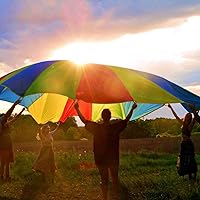 Sonyabecca 16ft Play Parachute with 12 Handles - Kids Group Games, Cooperative Fun for Parties & Picnics
