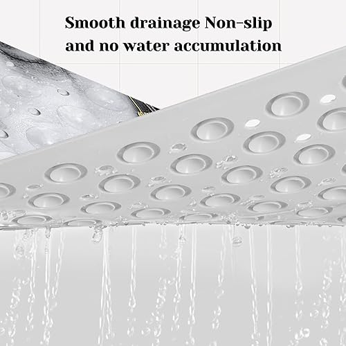 Miniatura 3 de Blcak - Tapete antideslizante para bañera de mármol dorado y blanco, tapete de baño antideslizante para ducha, tapete de ducha grande lavable para