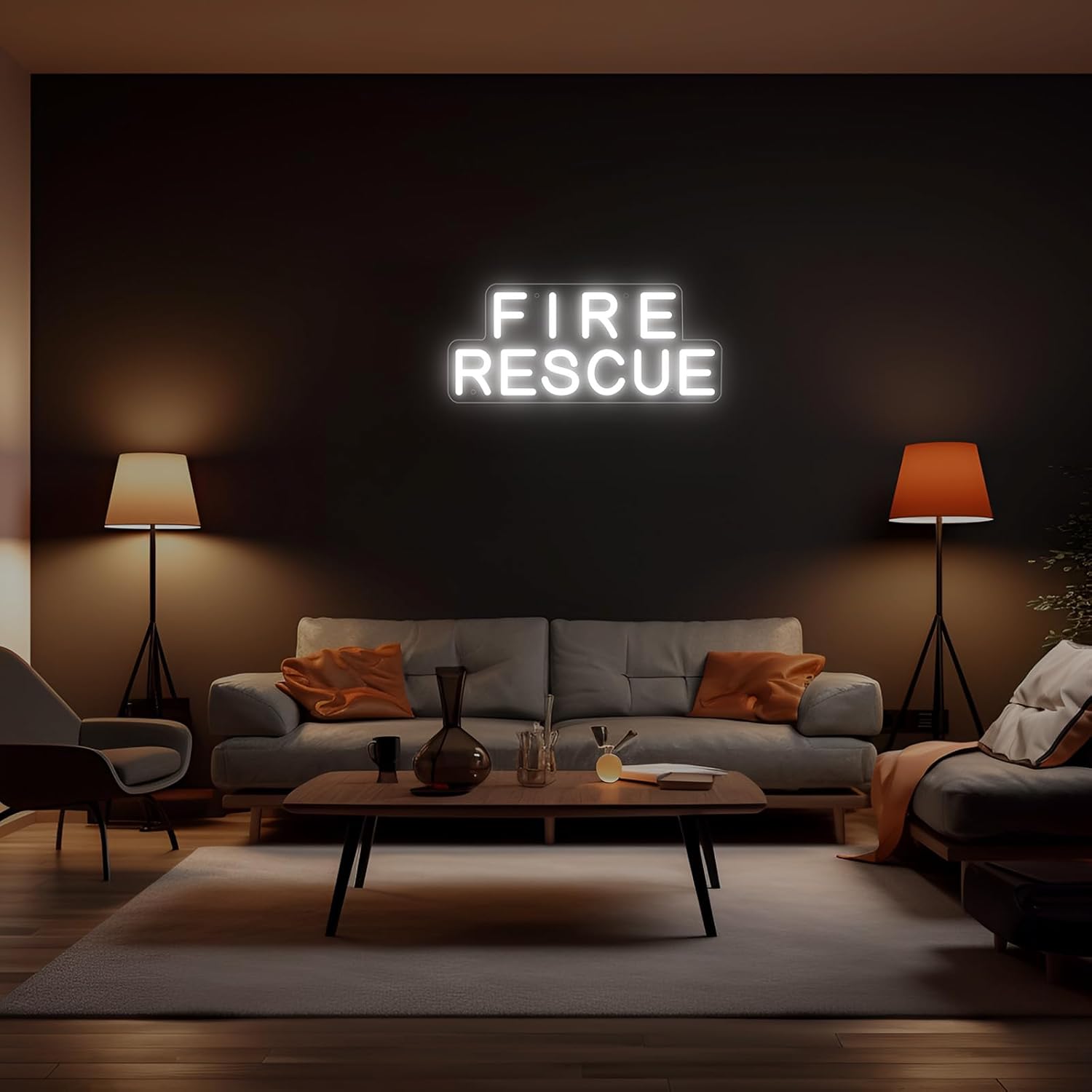 Personalized Firefighter Neon Sign, FIRE RESCUE LED light Sign for Wall Decor, Firefighter Gift For Him, Firefighter LED Sign, Firefighter Father's Day Gift, Firefighter Gift