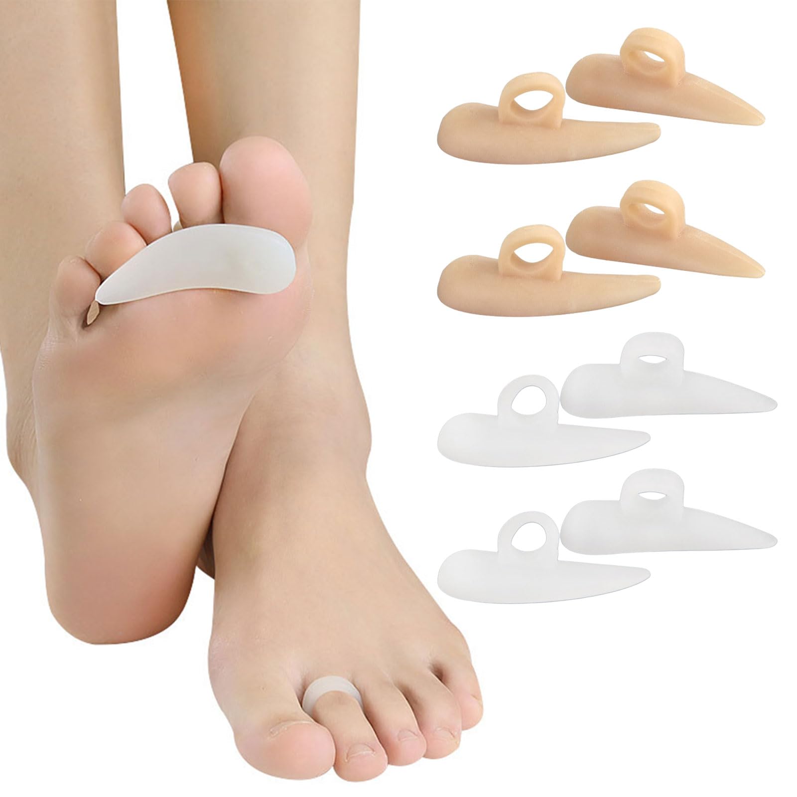 Irikdescia® 4 pares de almohadillas para dedos en martillo, correctores de dedos en martillo, separador de dedos de silicona, corrector ondulado, para reducir el dolor y la fricción, para mujeres y