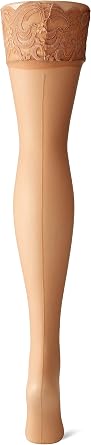 Leg Avenue Women's Sheer Lace Top Thigh High Stockings with Backseam